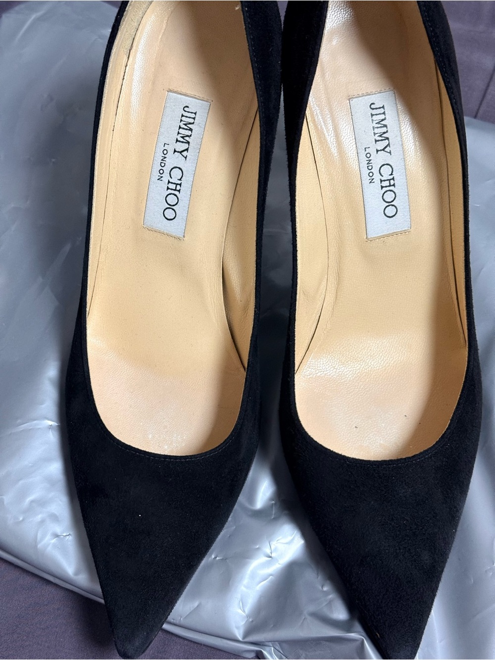 Jimmy Choo Black Suede Pointed Toe Pumps